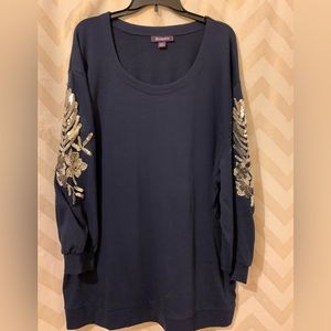 Navy Sequin Silver Tunic Sweatshirt